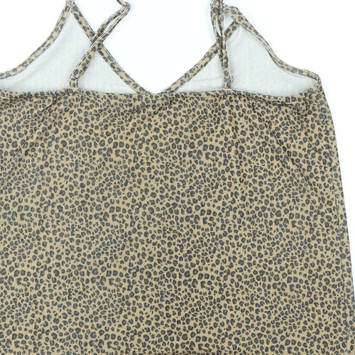 Marks and Spencer Womens Black Animal Print Polyester Camisole Tank Size 14 V-Neck - Leopard skin pattern