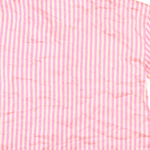 PRETTYLITTLETHING Womens Pink Striped Polyester Top Pyjama Top Size 14 Button