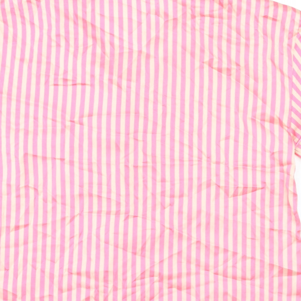 PRETTYLITTLETHING Womens Pink Striped Polyester Top Pyjama Top Size 14 Button