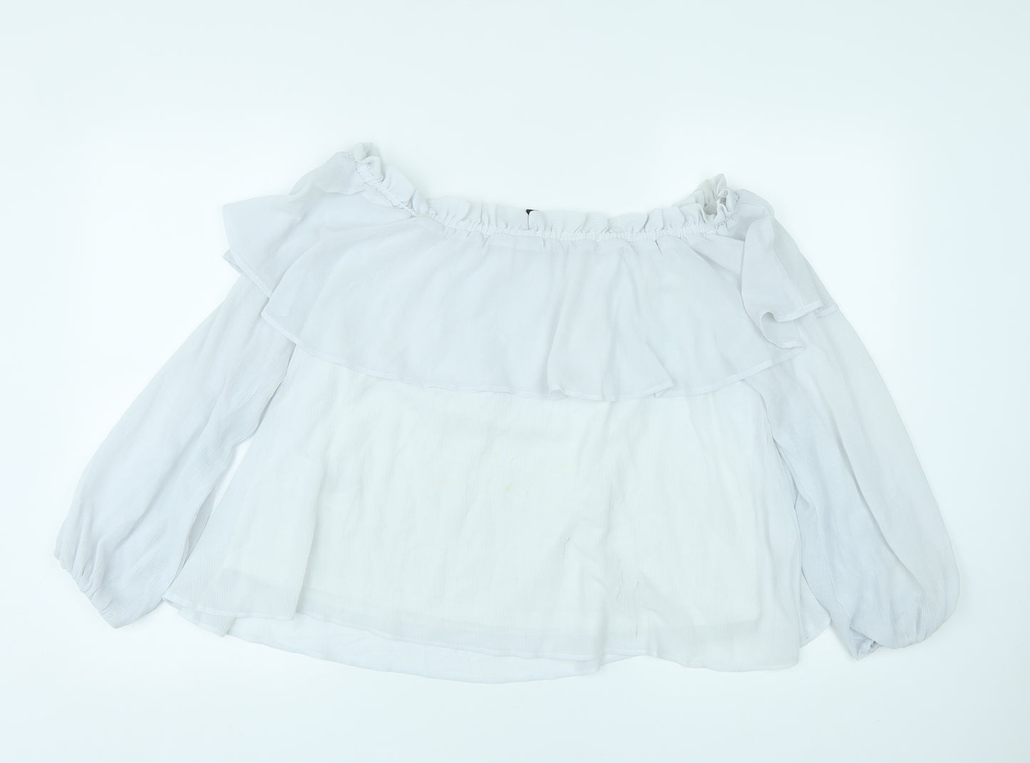 Divided by H&M Womens White Polyester Basic Blouse Size 14 Off the Shoulder