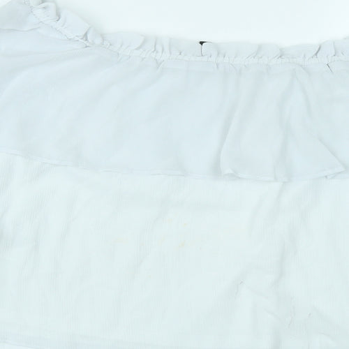Divided by H&M Womens White Polyester Basic Blouse Size 14 Off the Shoulder