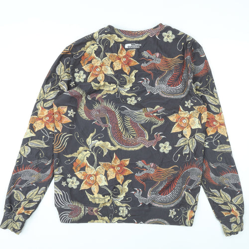 Mr Gugu Miss Go Mens Brown Floral Cotton Pullover Sweatshirt Size L