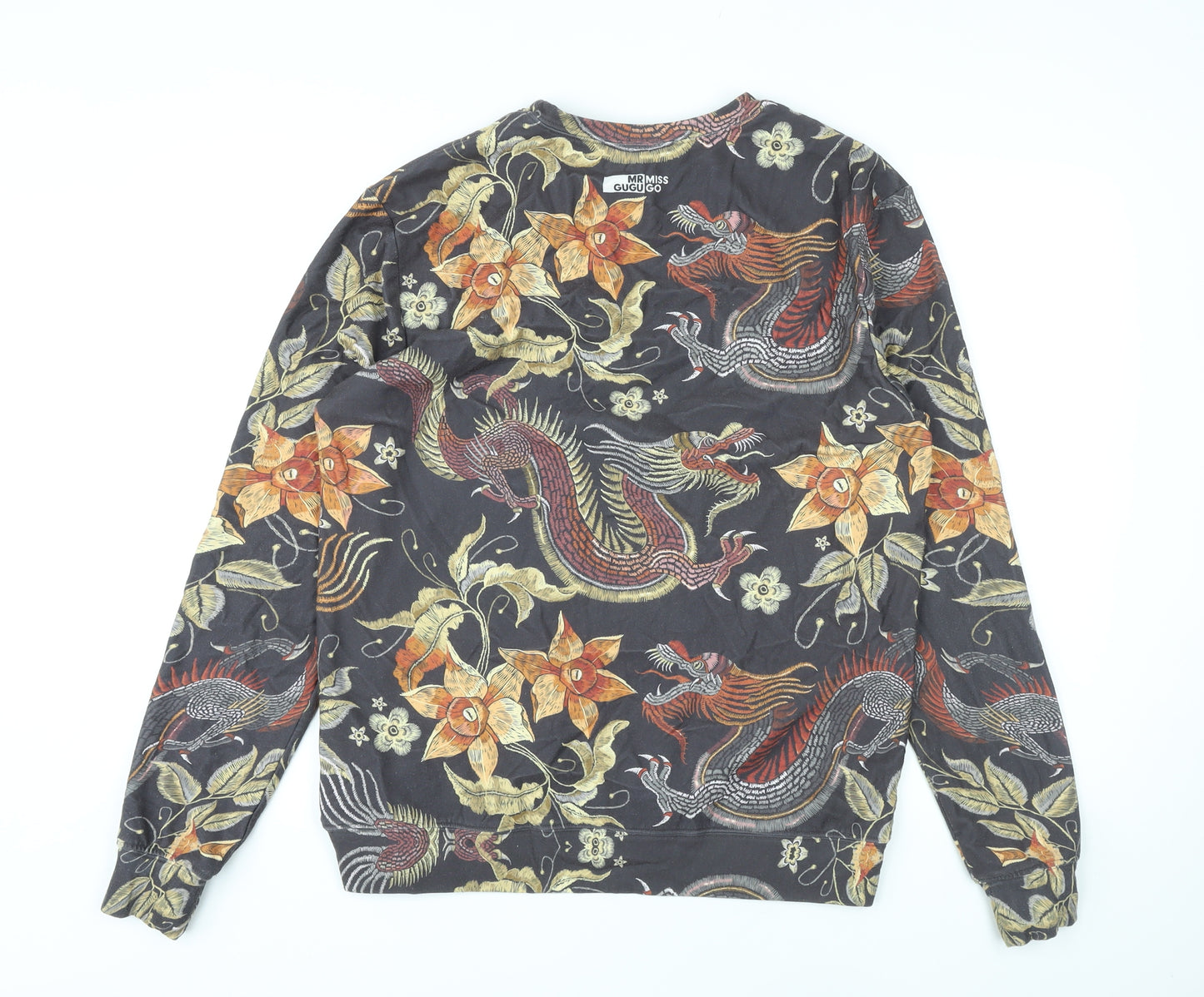 Mr Gugu Miss Go Mens Brown Floral Cotton Pullover Sweatshirt Size L