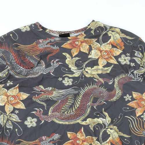 Mr Gugu Miss Go Mens Brown Floral Cotton Pullover Sweatshirt Size L