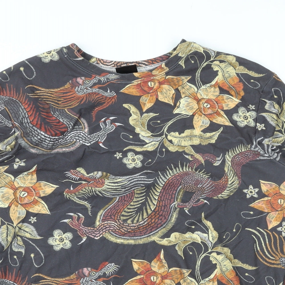 Mr Gugu Miss Go Mens Brown Floral Cotton Pullover Sweatshirt Size L