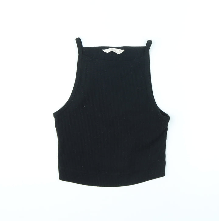 Marks and Spencer Womens Black Polyester Cropped Tank Size S Halter