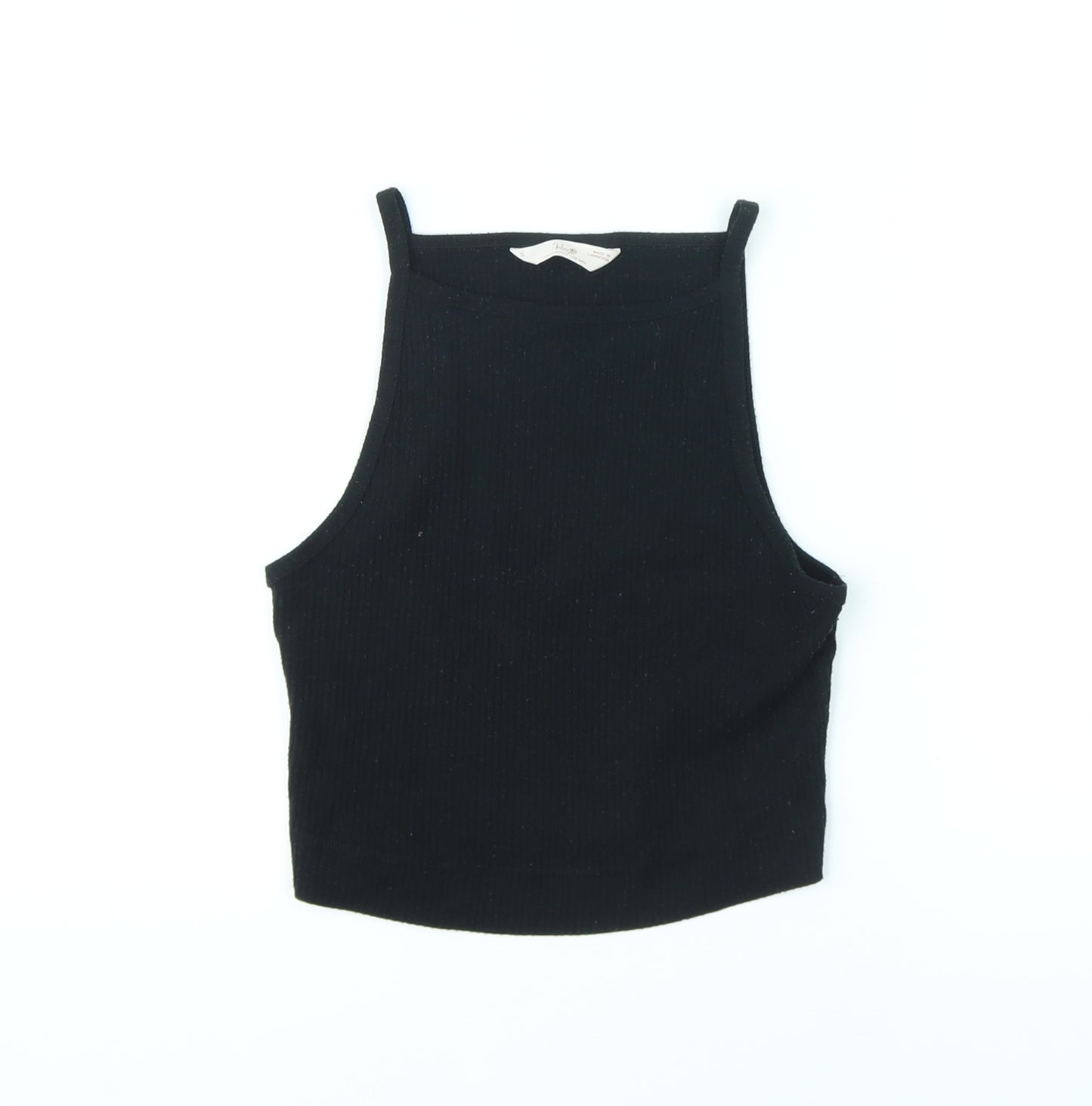 Marks and Spencer Womens Black Polyester Cropped Tank Size S Halter