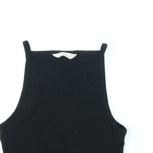 Marks and Spencer Womens Black Polyester Cropped Tank Size S Halter
