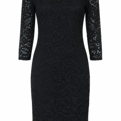 Boohoo Womens Black Floral Nylon Bodycon Size 8 Round Neck Pullover - Backless, Lace