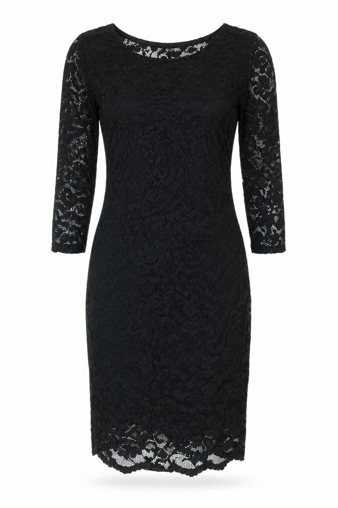 Boohoo Womens Black Floral Nylon Bodycon Size 8 Round Neck Pullover - Backless, Lace