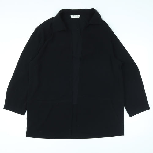 Platinum Womens Black Collared Polyester Cardigan Jumper Size 12