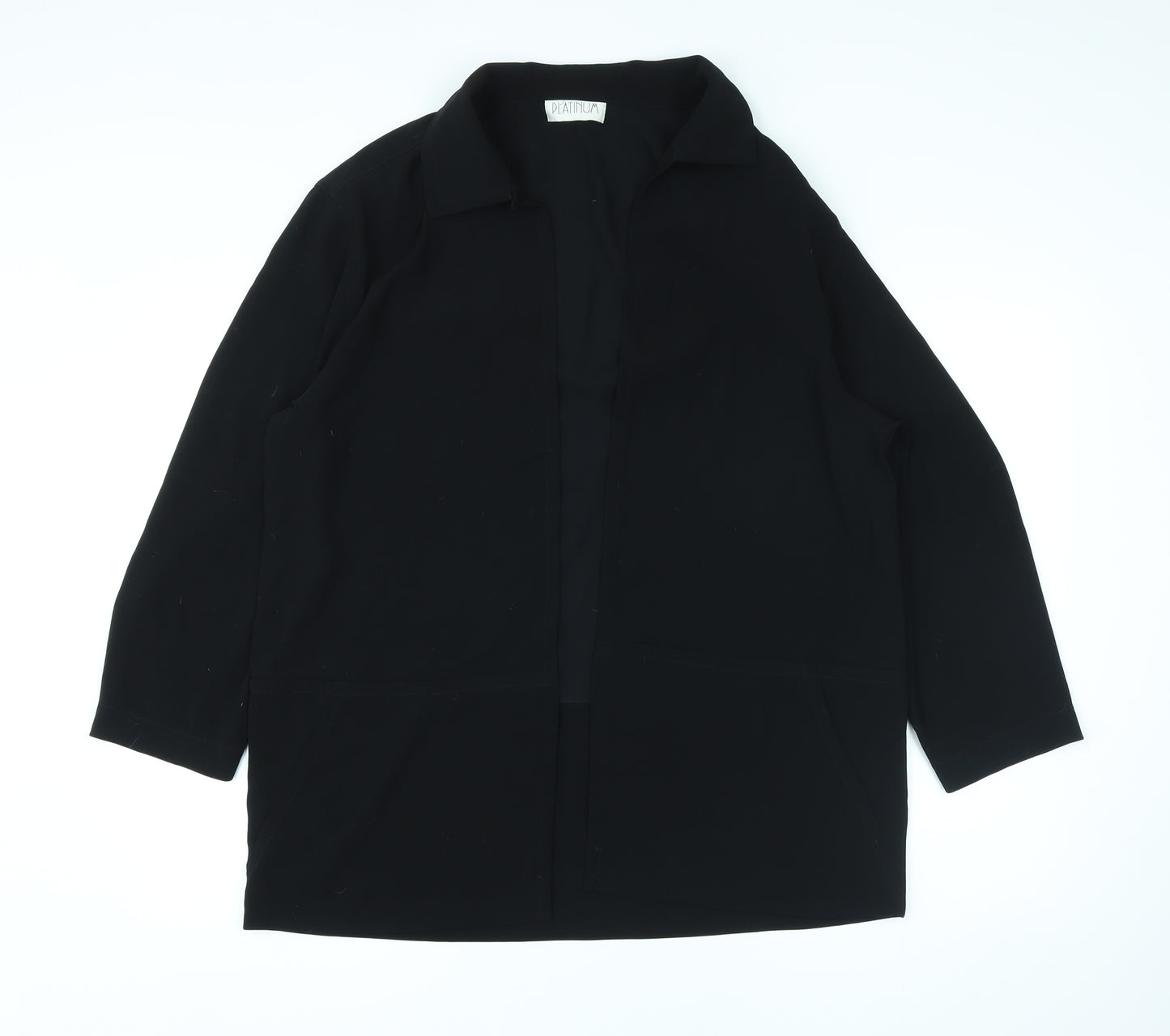 Platinum Womens Black Collared Polyester Cardigan Jumper Size 12