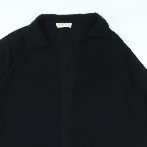 Platinum Womens Black Collared Polyester Cardigan Jumper Size 12