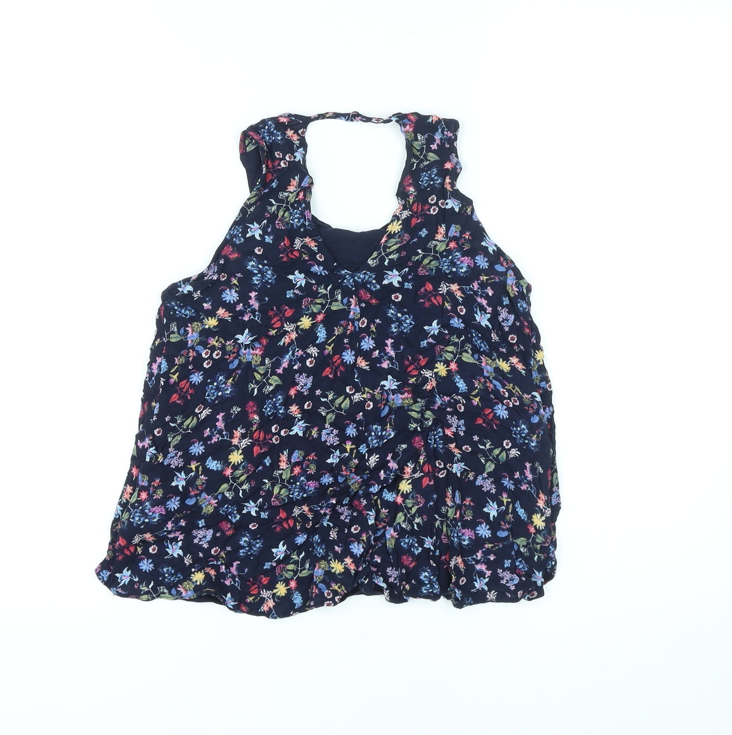 Bershka Womens Blue Floral Viscose Basic Tank Size XS Halter