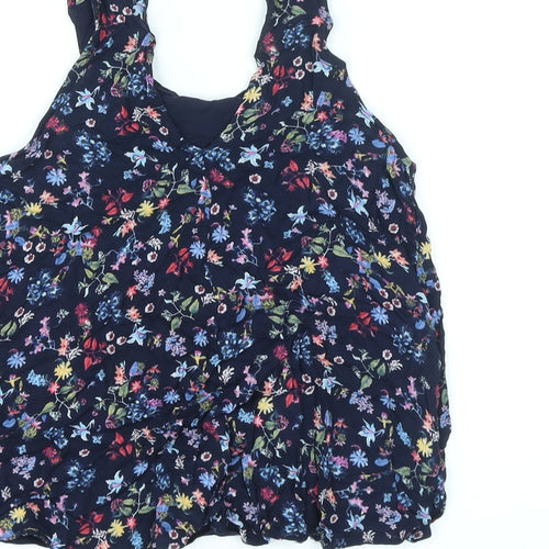 Bershka Womens Blue Floral Viscose Basic Tank Size XS Halter