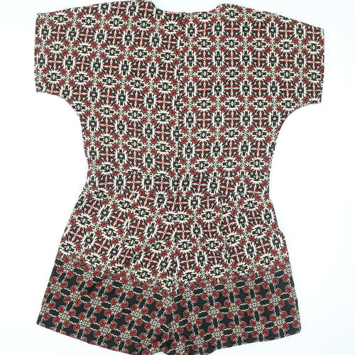 Boohoo Womens Multicoloured Geometric Polyester Playsuit One-Piece Size 12 L3 in Zip