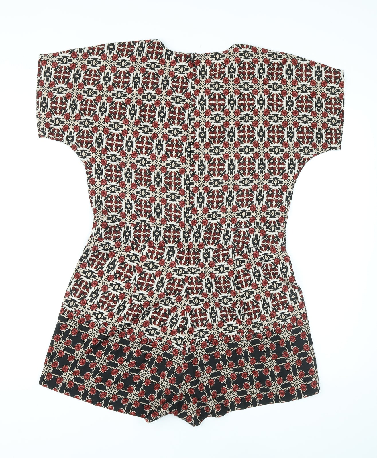 Boohoo Womens Multicoloured Geometric Polyester Playsuit One-Piece Size 12 L3 in Zip