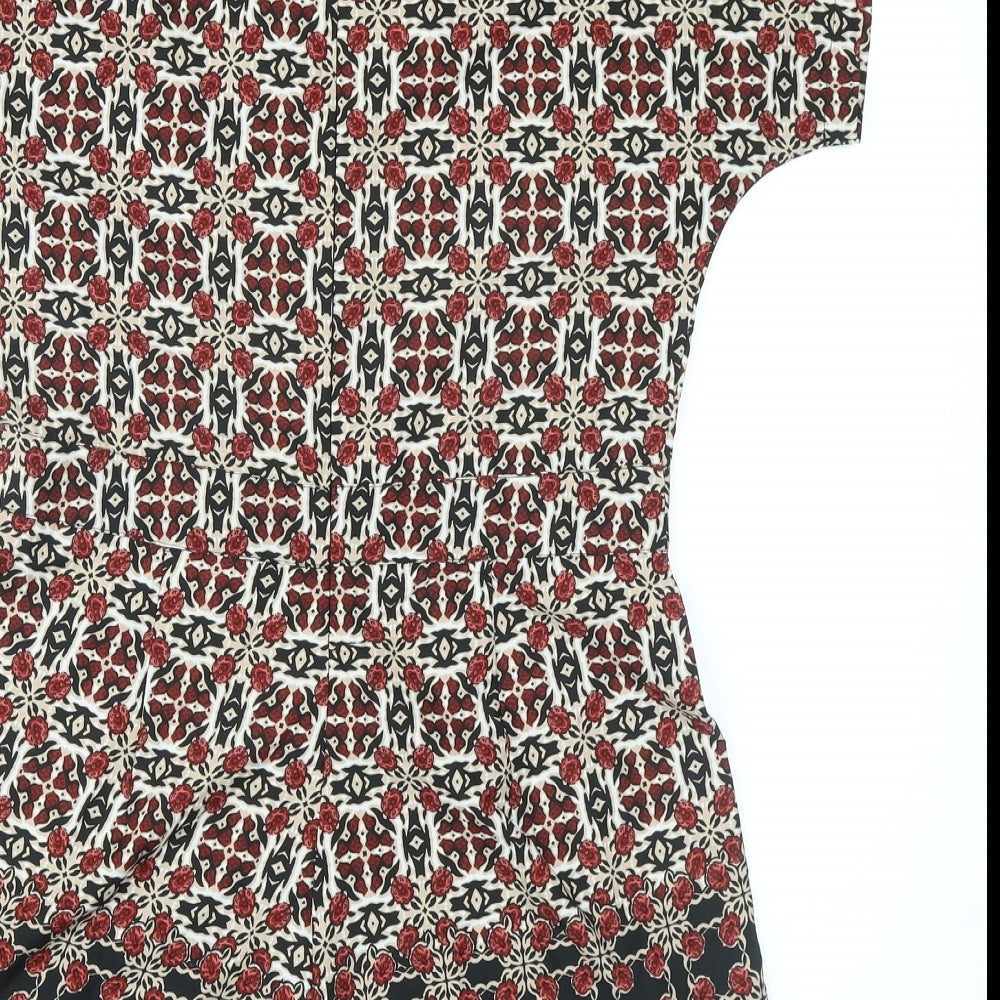 Boohoo Womens Multicoloured Geometric Polyester Playsuit One-Piece Size 12 L3 in Zip