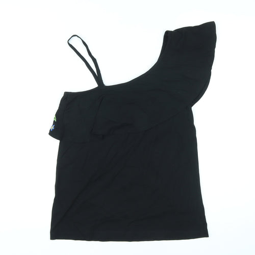 NEXT Womens Black Floral Cotton Basic Tank Size 6 One Shoulder - Embroidery