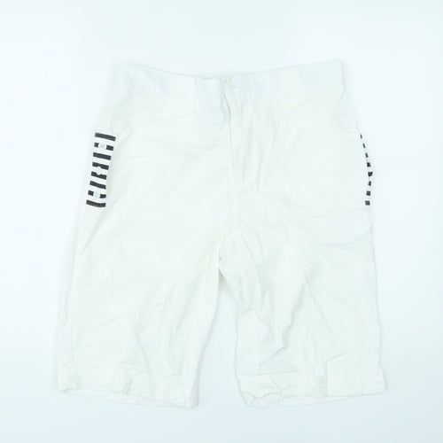 White Diamonds Womens White Striped Cotton Chino Shorts Size XL L10.5 in Regular Zip