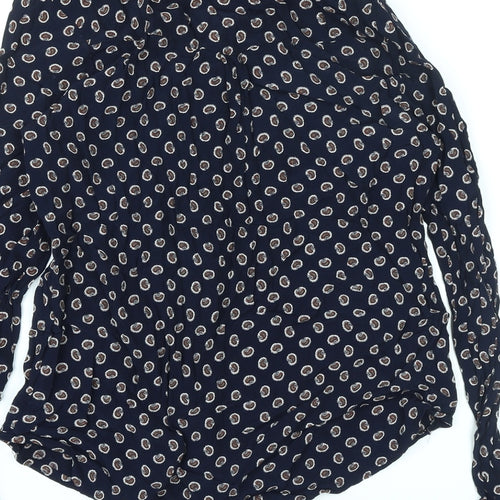 Cooperative Womens Blue Paisley Viscose Basic Button-Up Size S Collared