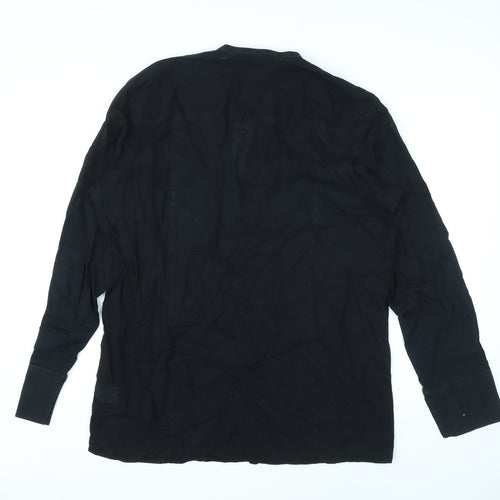 Cecil Gee Womens Black Geometric Cotton Basic Blouse Size M V-Neck - Embroidery