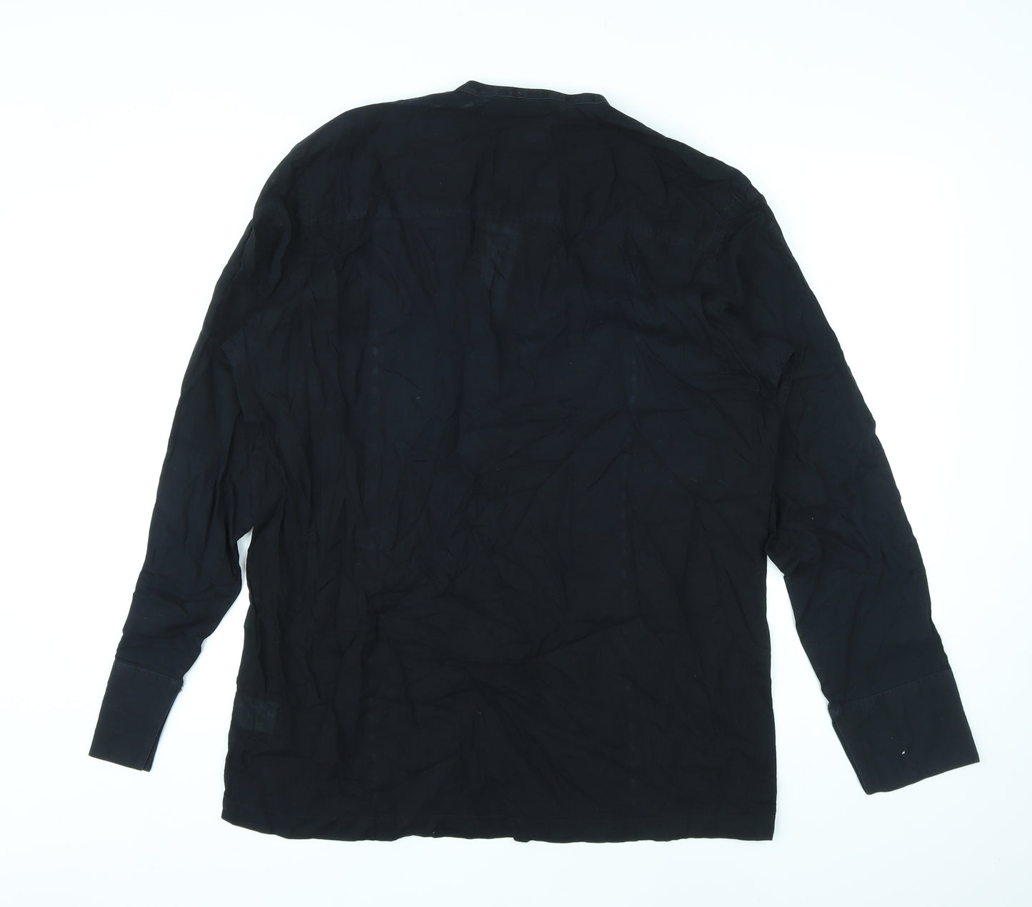 Cecil Gee Womens Black Geometric Cotton Basic Blouse Size M V-Neck - Embroidery