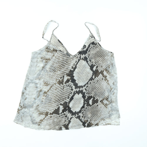 River Island Womens Grey Animal Print Polyester Camisole Tank Size 10 V-Neck - Snake Skin Print