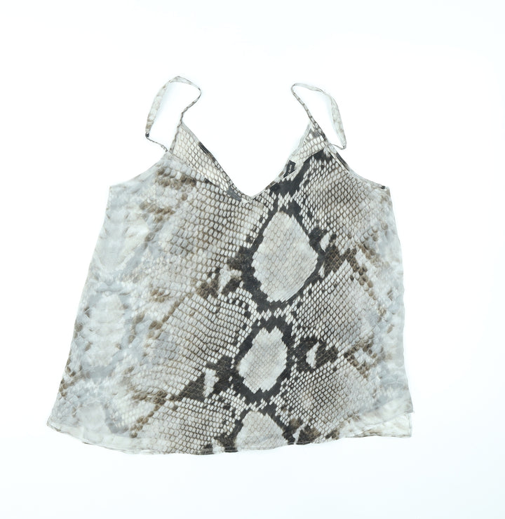River Island Womens Grey Animal Print Polyester Camisole Tank Size 10 V-Neck - Snake Skin Print