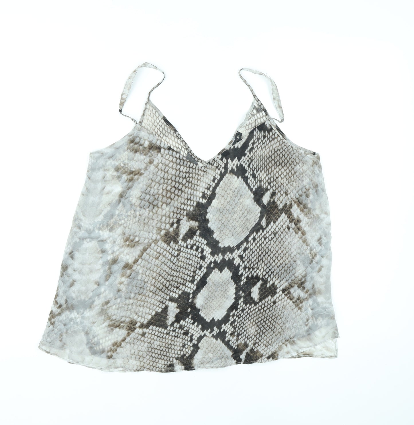 River Island Womens Grey Animal Print Polyester Camisole Tank Size 10 V-Neck - Snake Skin Print