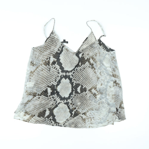 River Island Womens Grey Animal Print Polyester Camisole Tank Size 10 V-Neck - Snake Skin Print