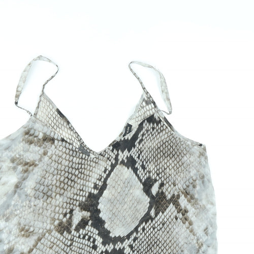 River Island Womens Grey Animal Print Polyester Camisole Tank Size 10 V-Neck - Snake Skin Print