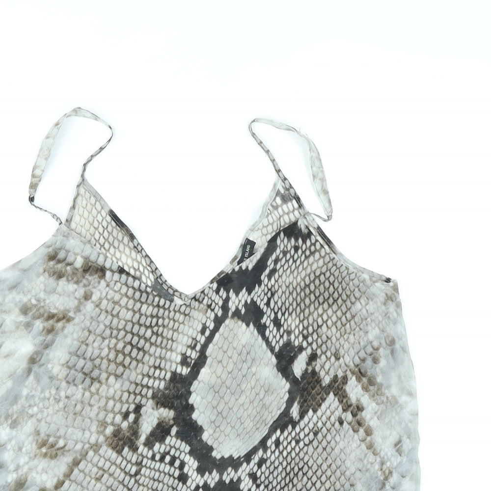 River Island Womens Grey Animal Print Polyester Camisole Tank Size 10 V-Neck - Snake Skin Print
