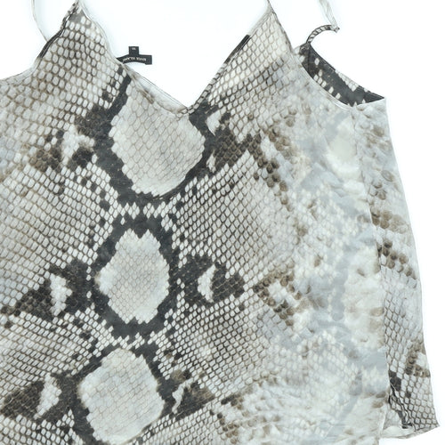 River Island Womens Grey Animal Print Polyester Camisole Tank Size 10 V-Neck - Snake Skin Print
