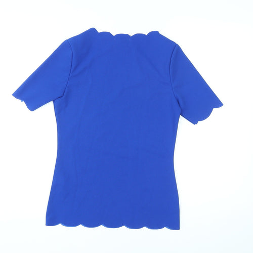Dorothy Perkins Womens Blue Polyester Basic T-Shirt Size S Square Neck - Scalloped Edging