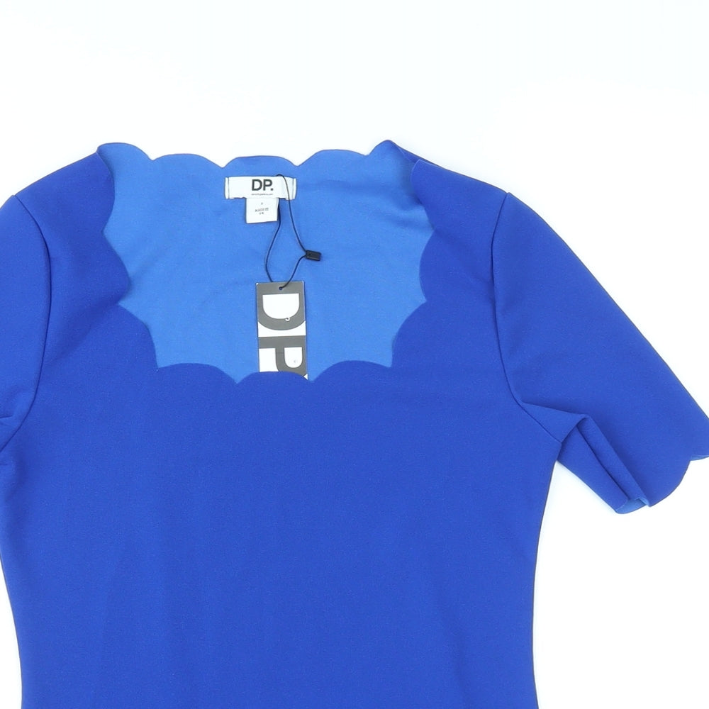 Dorothy Perkins Womens Blue Polyester Basic T-Shirt Size S Square Neck - Scalloped Edging