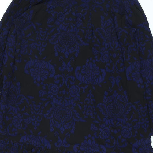 Zara Womens Black Geometric Viscose A-Line Size XL V-Neck Pullover