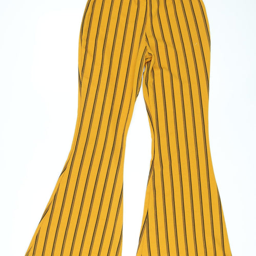 Nasty Gal Womens Orange Striped Polyester Trousers Size 10 L29 in Regular