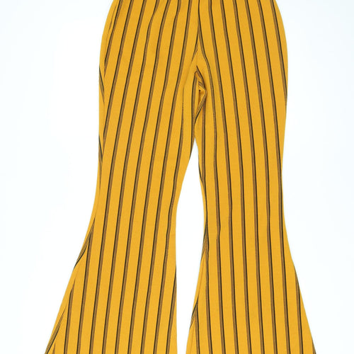 Nasty Gal Womens Orange Striped Polyester Trousers Size 10 L29 in Regular