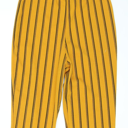 Nasty Gal Womens Orange Striped Polyester Trousers Size 10 L29 in Regular