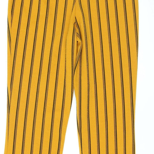 Nasty Gal Womens Orange Striped Polyester Trousers Size 10 L29 in Regular