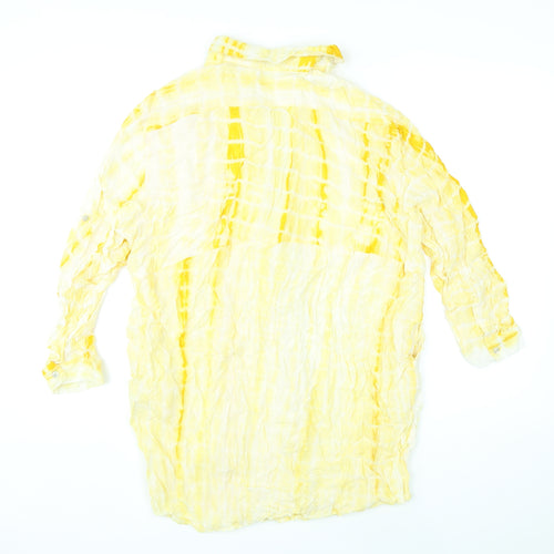 QED London Womens Yellow Tie Dye Polyester Shirt Dress Size M Collared Button