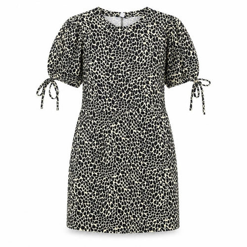 Topshop Womens Beige Animal Print Cotton A-Line Size 12 Round Neck Pullover