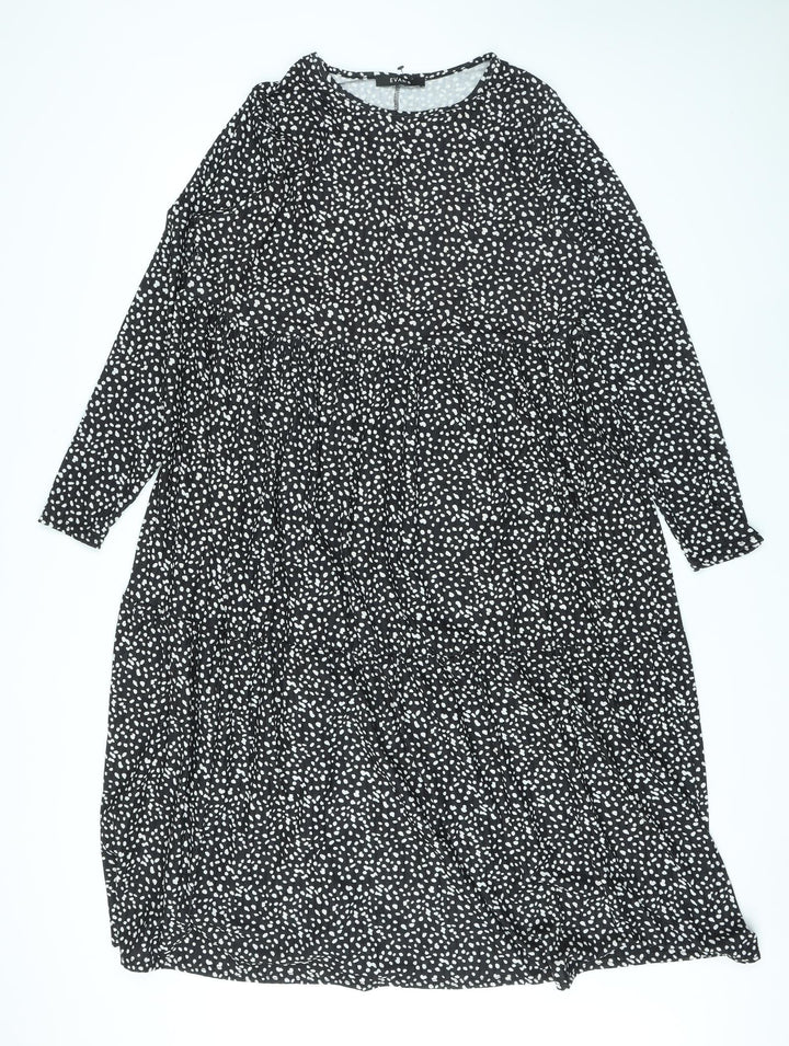 Evans Womens Black Polka Dot Polyester A-Line Size 20 Round Neck Pullover