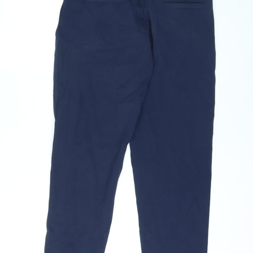 Marks and Spencer Womens Blue Viscose Trousers Size 12 L25 in Regular Drawstring
