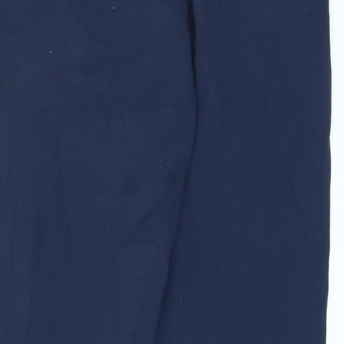 Marks and Spencer Womens Blue Viscose Trousers Size 12 L25 in Regular Drawstring