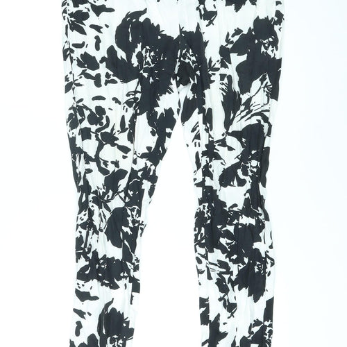 AM London Womens White Geometric Viscose Trousers Size 10 L27 in Regular