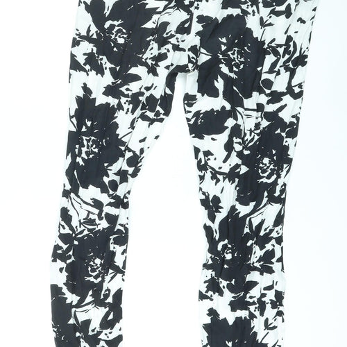 AM London Womens White Geometric Viscose Trousers Size 10 L27 in Regular