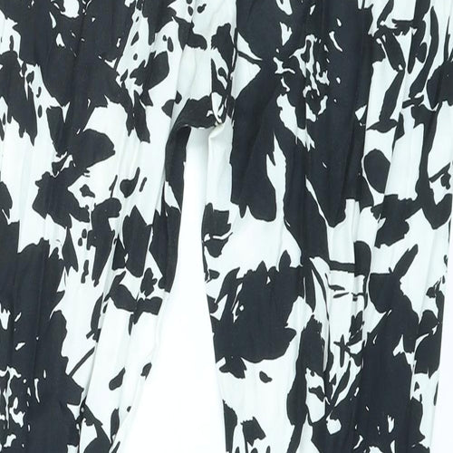 AM London Womens White Geometric Viscose Trousers Size 10 L27 in Regular