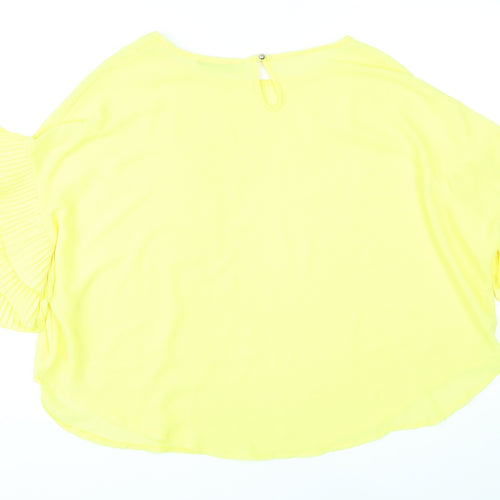 Quiz Womens Yellow Polyester Basic Blouse Size M Round Neck